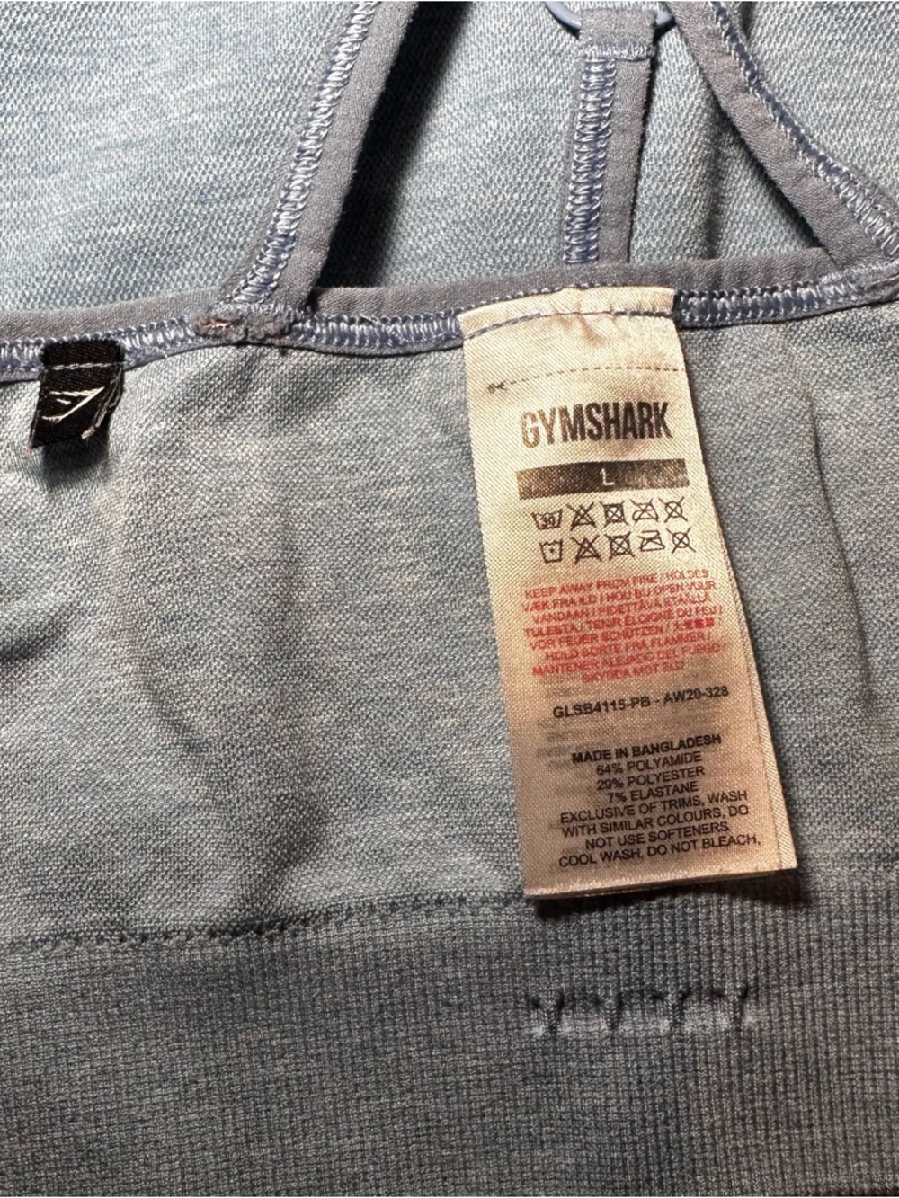 GYMSHARK ADAPT MARL SEAMLESS SET SPORTS BRA & LEGGING LIGHT BLUE SIZE LARGE - Picture 5 of 6